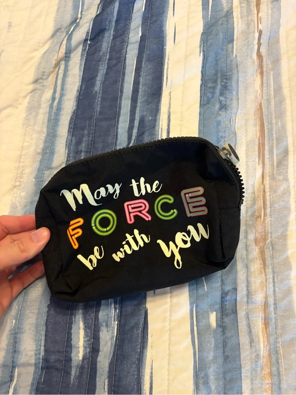 Kipling Black 'May the Force Be With You' Neon Letter Pouch